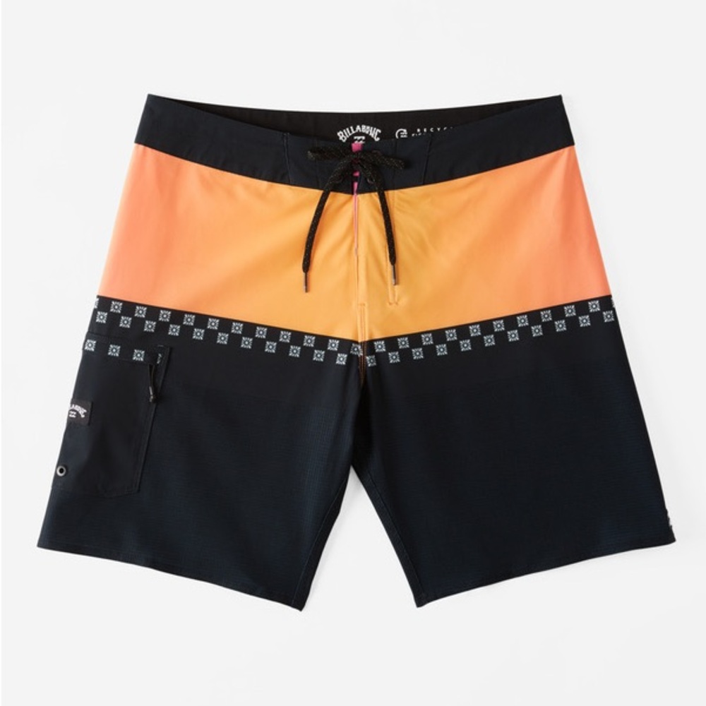 Billabong Orange and Black Swim Trunks
